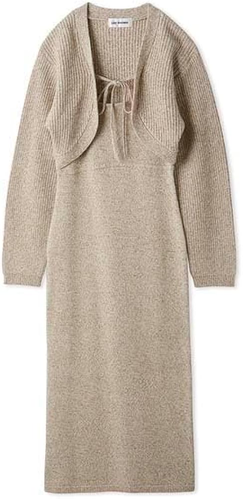 Amazon.co.jp: [リリーブラウン] ミックスニットカーデセットワンピ—ス